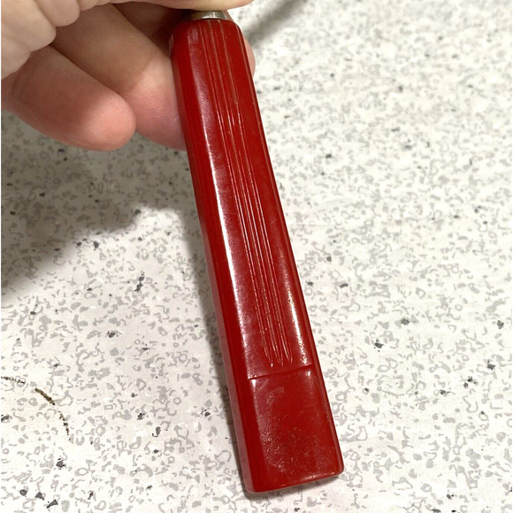 Vintage Red Bakelite Handle Cake Breaker / Cutter / Pastry Fork Kitchen Utensil - Picture 8 of 8